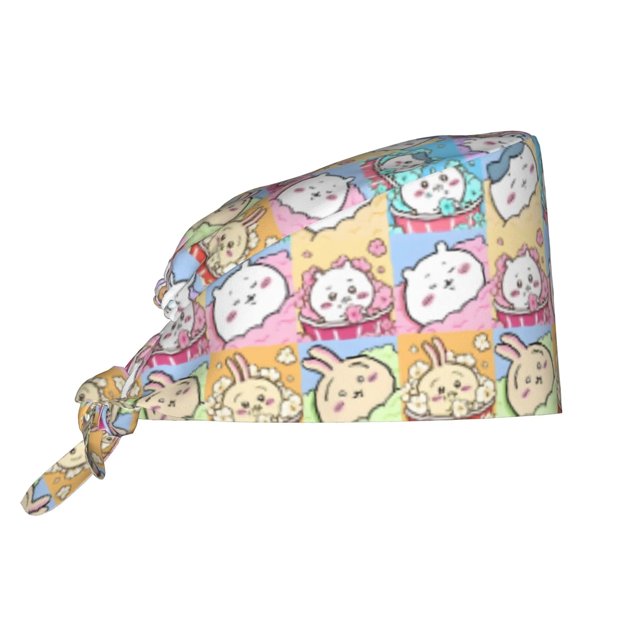 Cappello Chirurgico Traspirante Personalizzato U-Usagies Anime, Berretto Unisex per Infermieri, Cappello da Lavoro per Ospedale e Farmacia