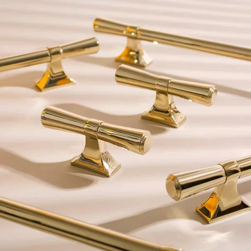 Maniglia Lunga per Cassetti in Ottone Massiccio Stile Lusso Leggero Francese, Pomello Dorato a T, Design Moderno Minimalista Europeo per Armadi e Mobili da Cucina