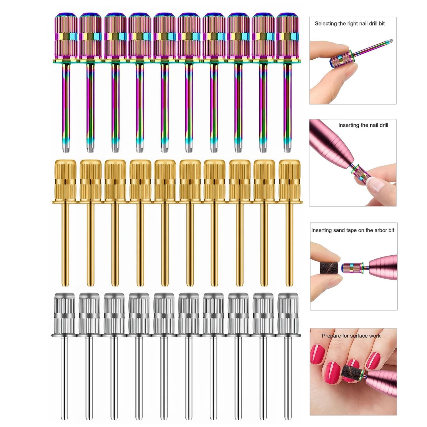 10 pezzi di nastri abrasivi per punte da trapano per unghie mandrini per lime elettriche levigatrici per unghie manicure pedicure salone di casa e spa