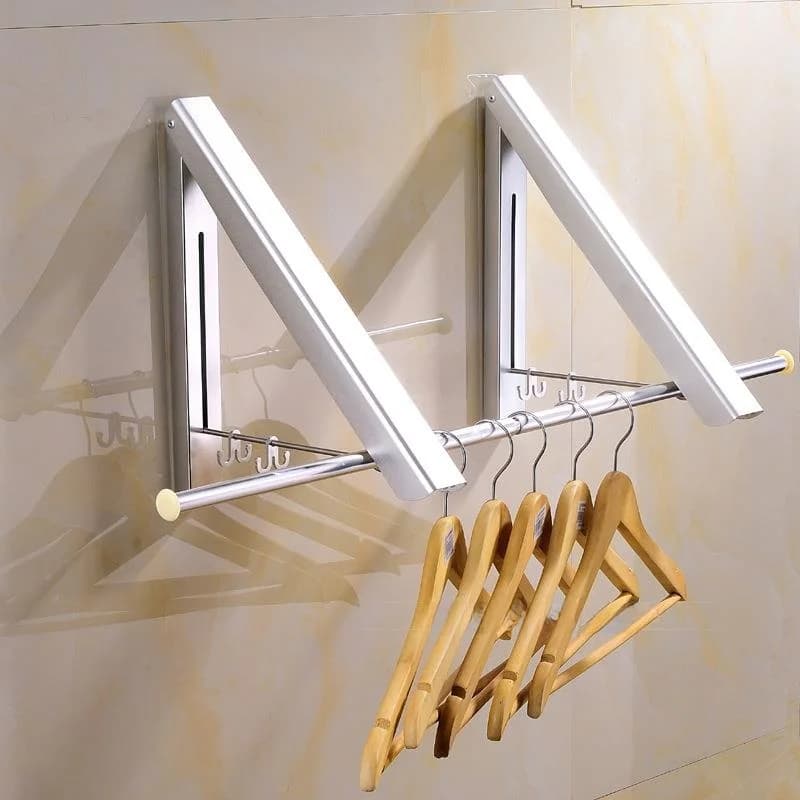 Space Aluminum Clothes Drying Rack Wall Mounted Retractable Invisible Storage Foldable Laundry Hanger for Hotel Use