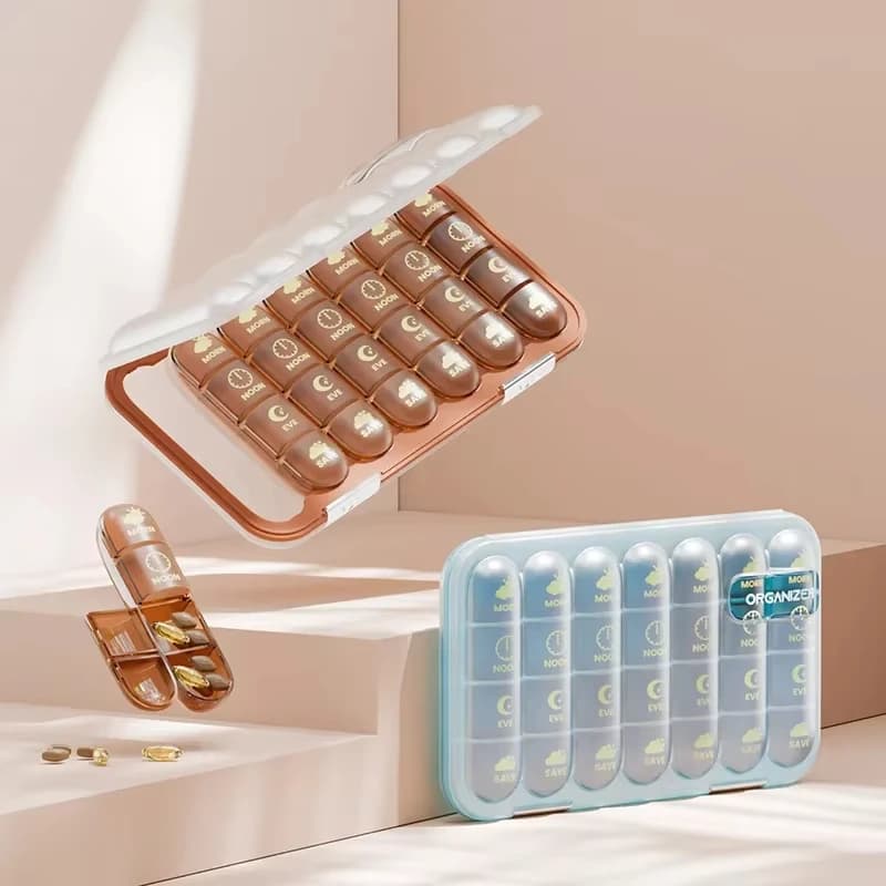 21/28Grid Pill Box Large Capacity Pill Box Pill Medicine Storage Pill Box Weekly Vitamin Organizer Pastillero Moisture Resistant