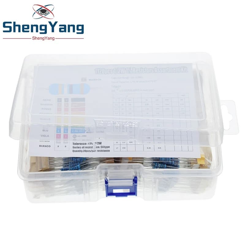 TZT 1120 Pz 1/2 W 0.5 W 1% 1-2.2 M Ohm 56 Valori Resistori a film metallico 0,5 W Resistori Kit assortiti Set per Arduino