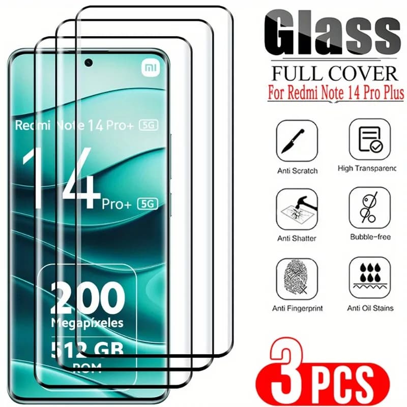 3 pezzi di vetro temperato curvo per Xiaomi Redmi Note 13 14 Pro Plus Note 13 14 Pro Note14 4G 5G protezioni schermo