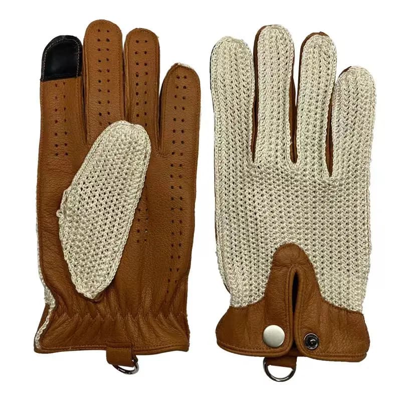 Guanti in pelle di agnello per uomo autunno Mesh traspirante equitazione guanti Touch Screen antiscivolo maschio Real Leahter sfoderato locomotiva Luvas