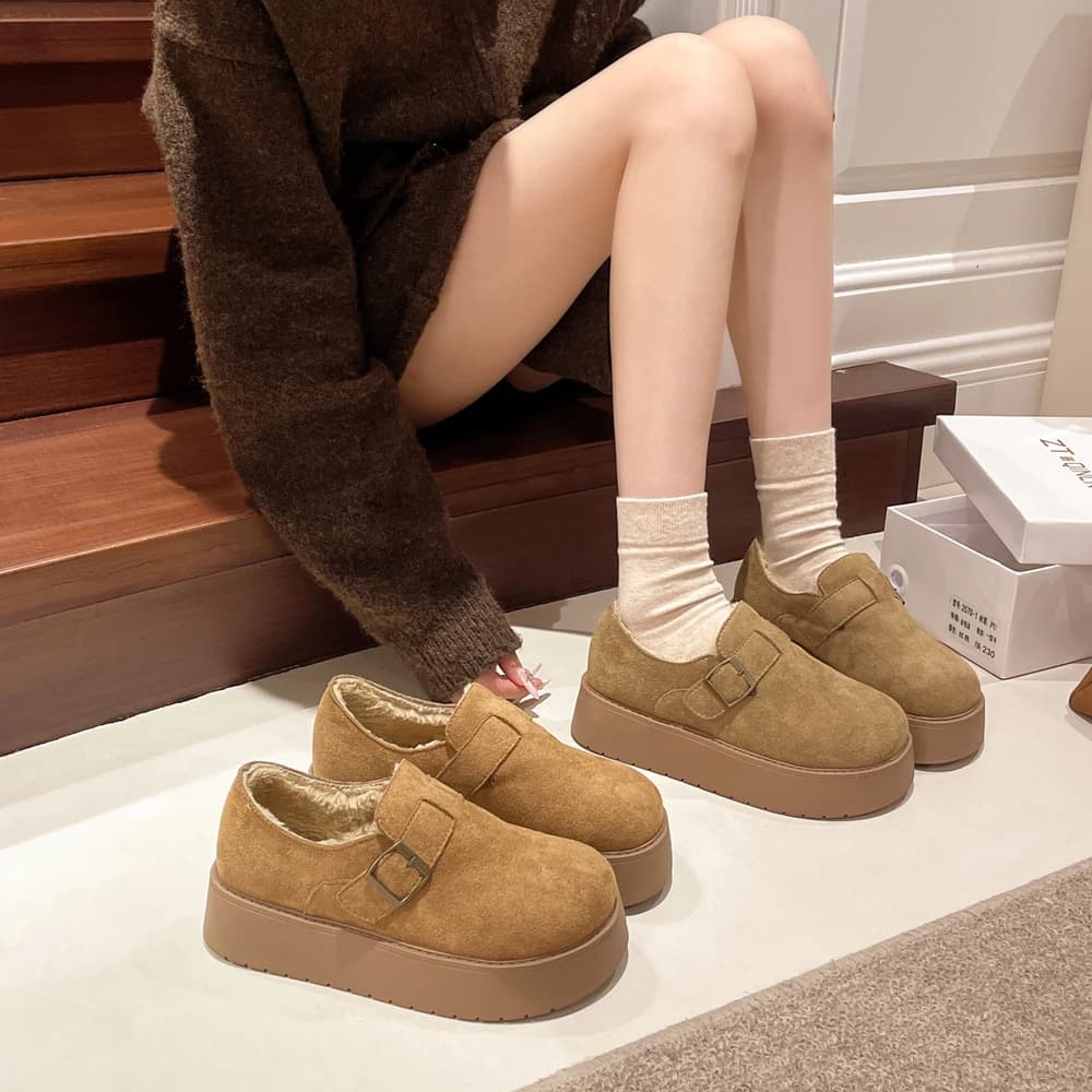 Snow Boots with Platforms with Women's Thick Bottom Shoes slip-on fur liner autumn winter Casual comfortable and warm in cotton