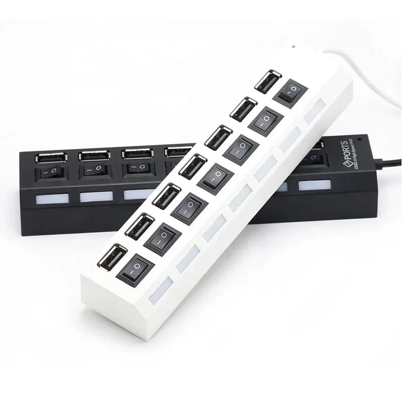 Hub USB Adattatore di alimentazione splitter multi USB a 7 porte Espansore multiplo con interruttore on/off per PC portatile Accessori MacBook