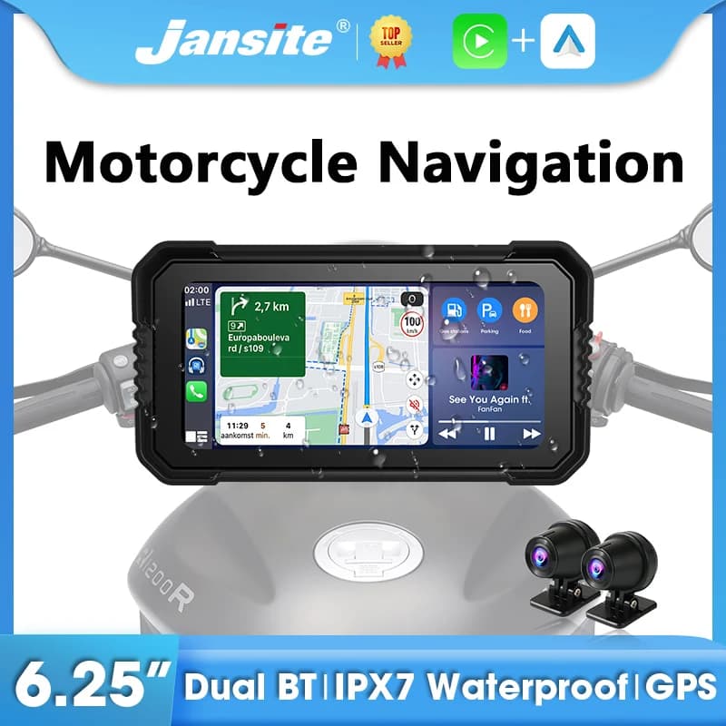 6.25" Motorcycle Portable Guide Recorder with Touch IPS Screen, GPS Navigation, IPX7 Waterproof, TPMS Support