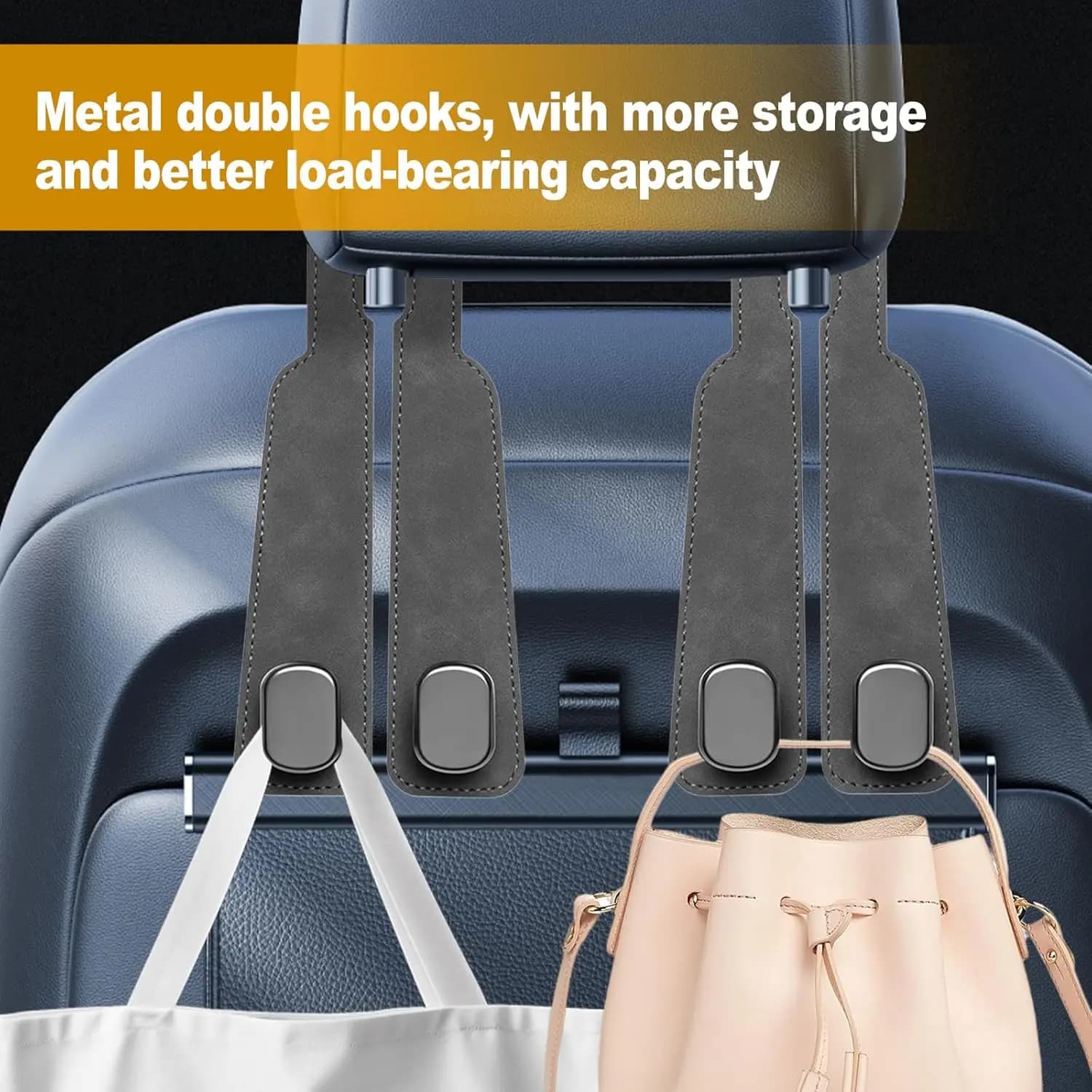 Car Purse Hook Purse Hook for Car Seats Headrest Car Seat Hooks,Heavy Duty Vehicle Organizer for Handbags, Groceries, Purses, Keep Car Tidy (Gray)