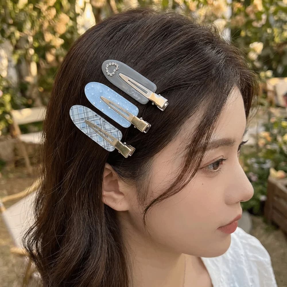 3 pcs/set Acrylic Seamless Hair Clip Transparent Candy Color Polka Dot Hairpin Set Bownot Lightweight Side Bangs Clip Travel