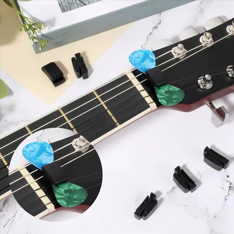 ABVE-Rubber Guitar Headstock Pick Holder(6 Pack) For Acoustic Guitars, Bass Ukulele–Easy To Attach