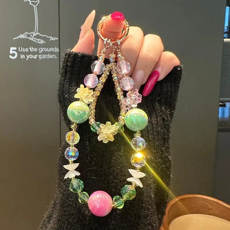 Catena per Telefono Premium con Perline e Cristalli, Cordino da Polso a Doppio Strato, Elegante Cinturino Braccialetto, Regalo Unico per Donne