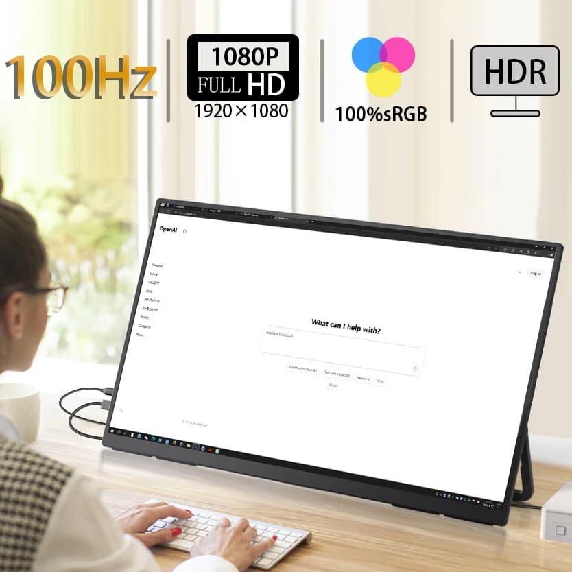 Monitor portatile da 23,8 pollici 100 Hz 100% sRGB 300Cd/m2 Display da gioco da viaggio per laptop Switch PS4 PS5 Estensione Xbox con supporto HDMI