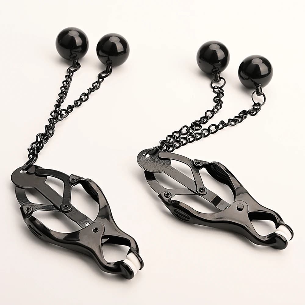 BDSM Nipple Clamps with Ball Weights,212G Metal Clit Nipple Clips Butterfly Design,Sex Toys for Couples