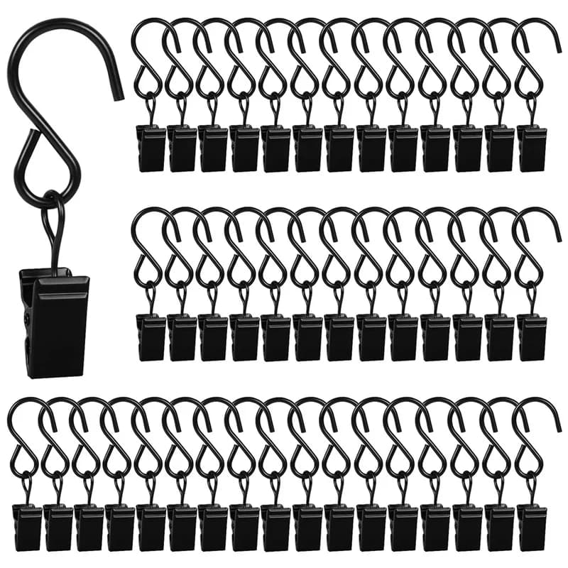 Confezione da 46 ganci per tende per luci esterne, ganci per aste per tende, foto, piccole clip