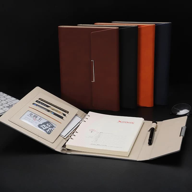 Quaderno a fogli mobili A5 a tre pieghe per riunioni di lavoro quaderno con copertina per libri di dischi per ufficio