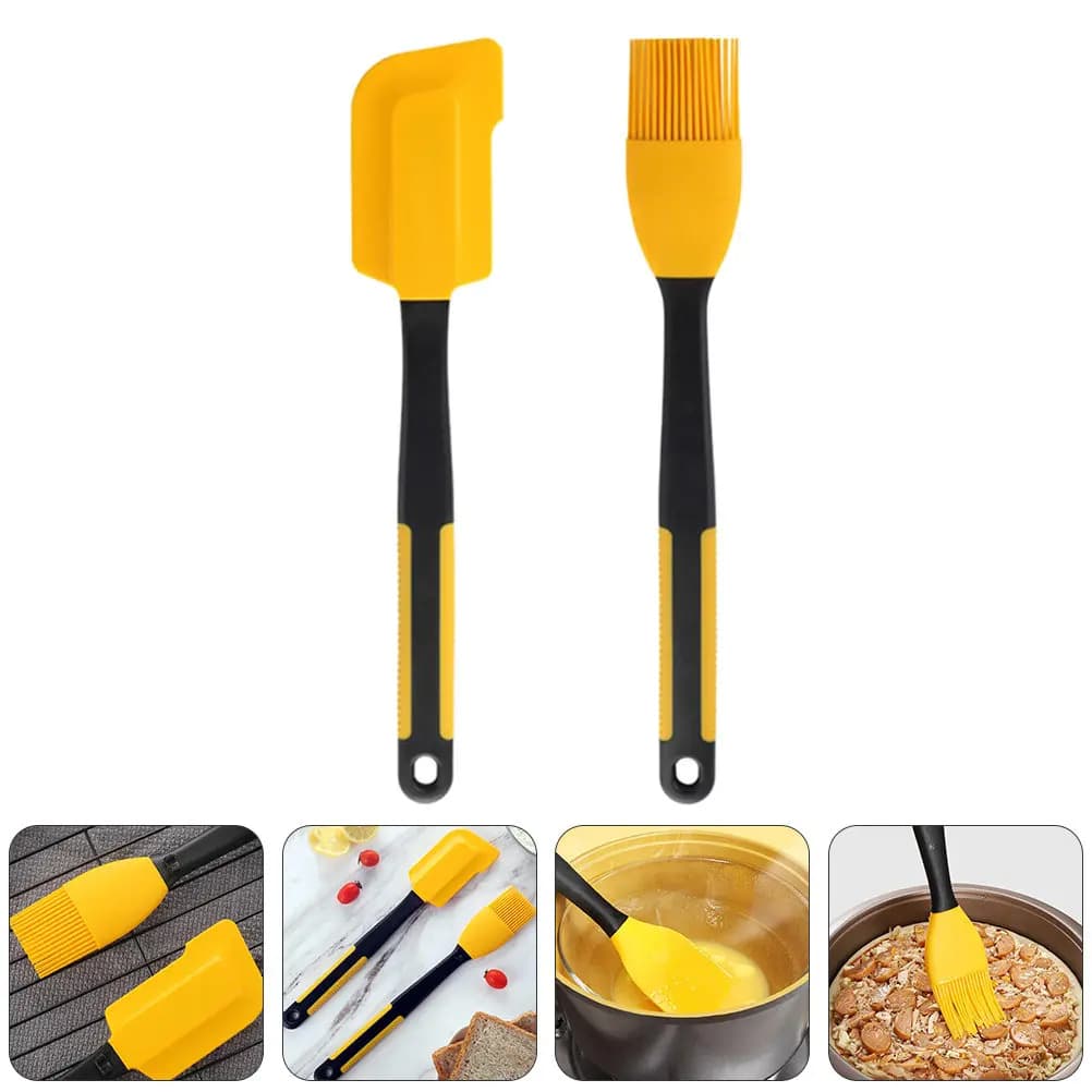 Set of 1 Silicone Spatula and Brush for Oil, Kitchen Tools for Pastry, Non-stick, Easy to Clean, Laptops