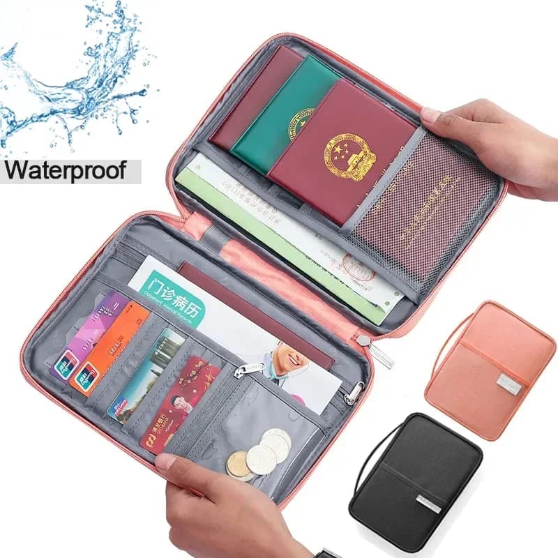 Custodia per passaporto da viaggio impermeabile multifunzione da donna nuova Custodia rosa Borse per documenti di famiglia Borsa per accessori da viaggio