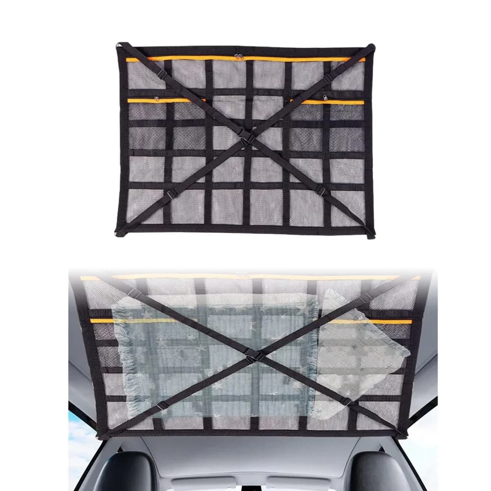 Car Ceiling Cargo Net Roof Storage Organizer Strong Load-Bearing Mesh Large Capacity Space Saving Car Ceiling Net Storage