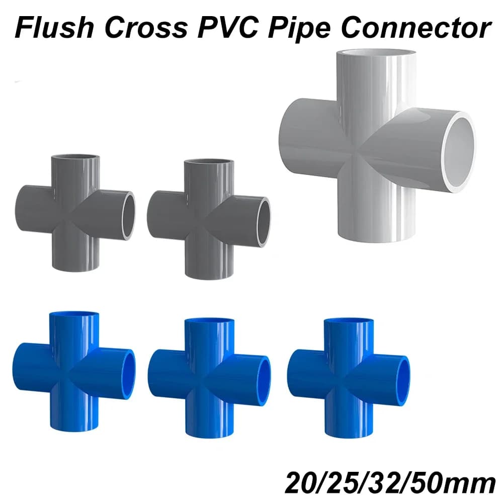 5PCS 4 Vie Cross PVC Connector 20/25/32/50mm Garden Grade Furniture Parts Water Irrigation System Fish Tank Adapter