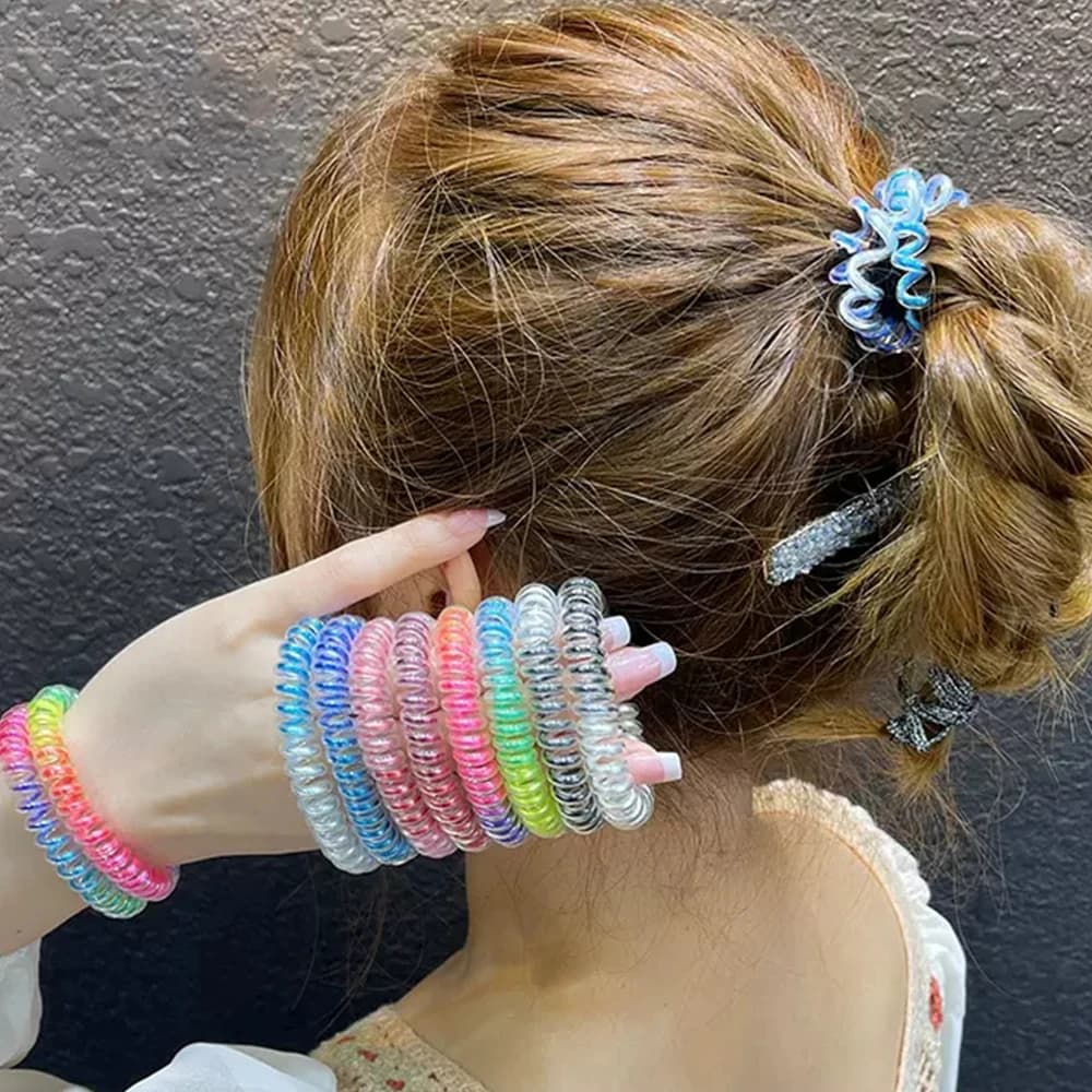 Moda Multicolor cavo telefonico elastico per capelli Scrunchies spirale elastico per capelli fascia per capelli fascia per capelli coda di cavallo accessori per capelli