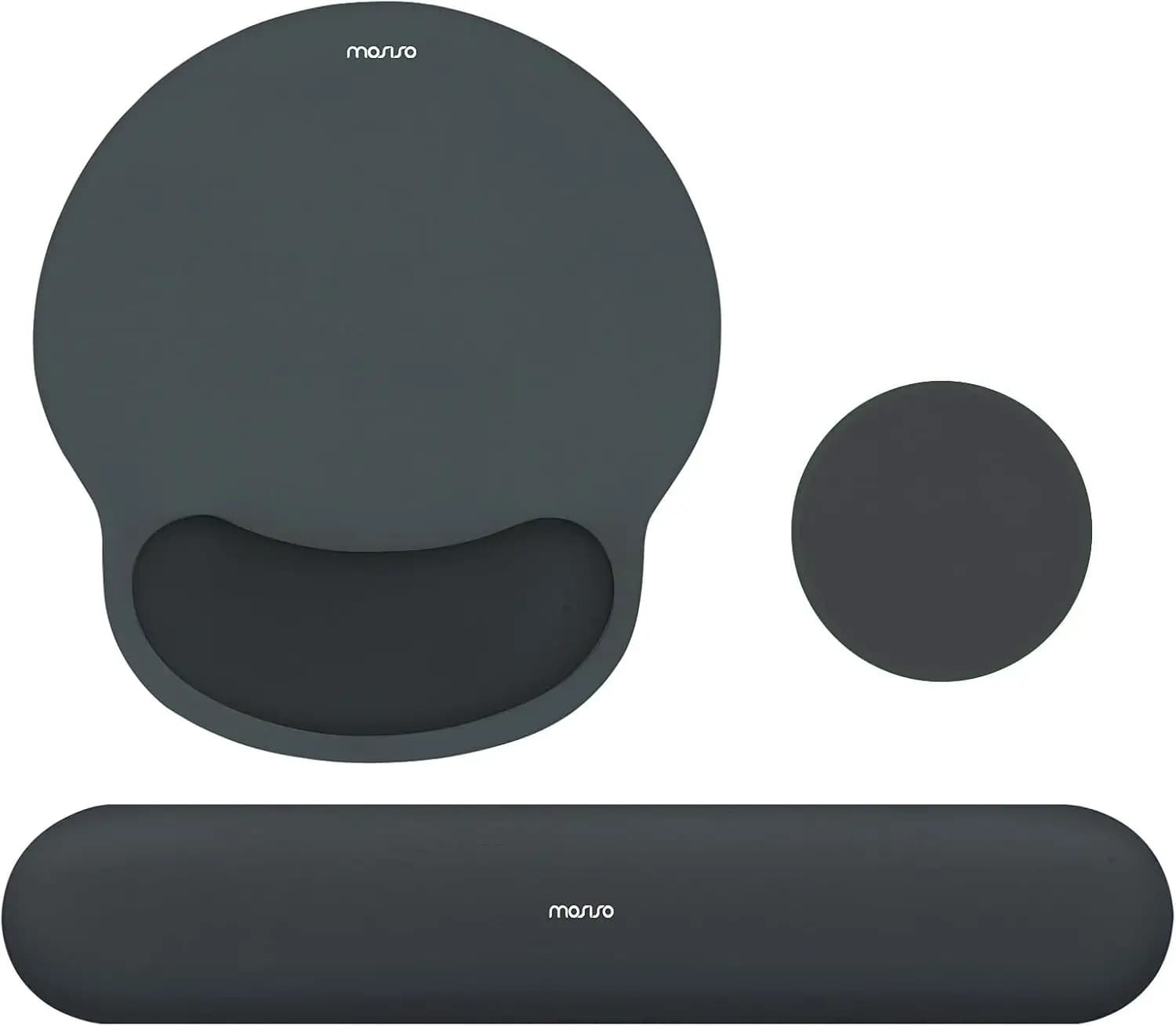 Set ergonomico di tappetino per mouse e poggiapolsi per tastiera con base antiscivolo per ufficio domestico, grigio ardesia