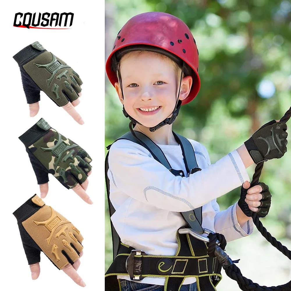1 paio di guanti da ciclismo per bambini Guanti da bici mezze dita Guanti antiscivolo Guanti da pattinaggio a rotelle per sport all'aria aperta per ragazzi e ragazze
