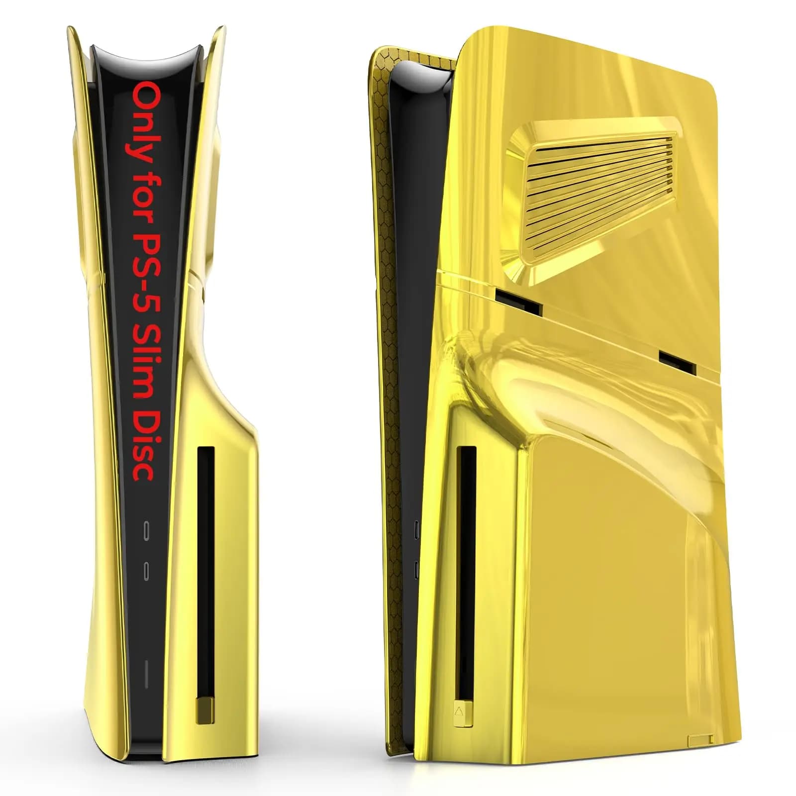 Piastra frontale per PS-5 Slim Disc Edition Cover con prese d'aria di raffreddamento per Sony PS-5 Piastre protettive sottili antipolvere Galvanotecnica dorata