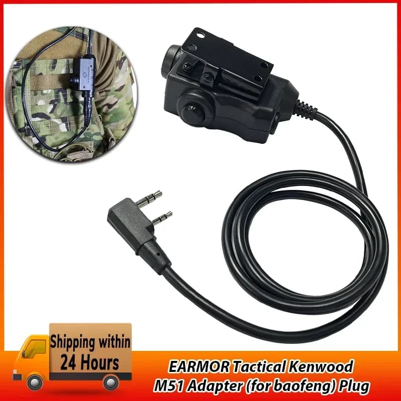 EARMOR Tattico PTT Tattico Auricolare Pulsante attivato push-to-talk Adattatore PTT M51interfaccia adatta per KENWOOD BAOFENG Walkie-talki