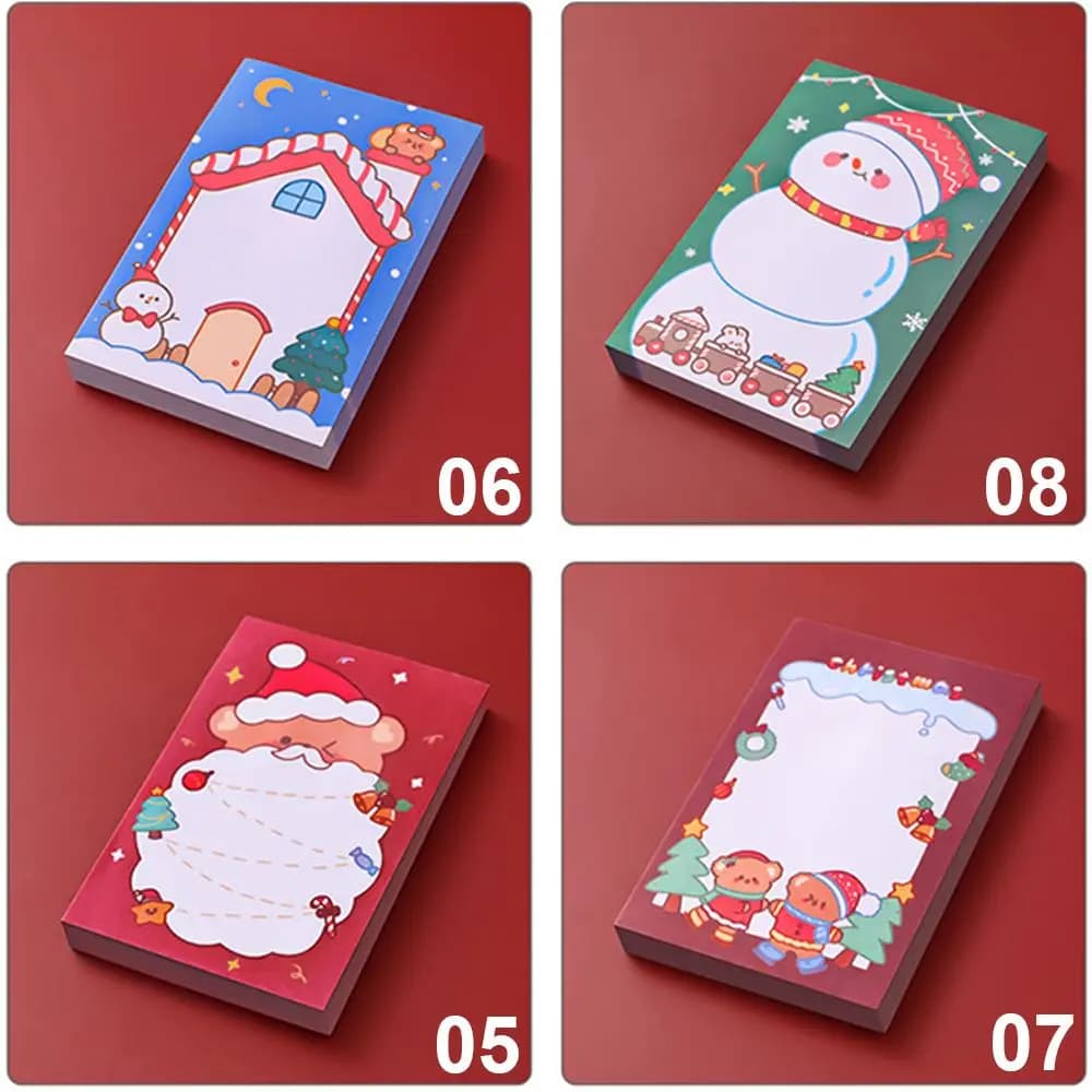 Kawaii Claus Blocco note Carta postale Cancelleria Babbo Natale Note adesive autoadesive Note per messaggi Blocco note natalizi Carta da lettere