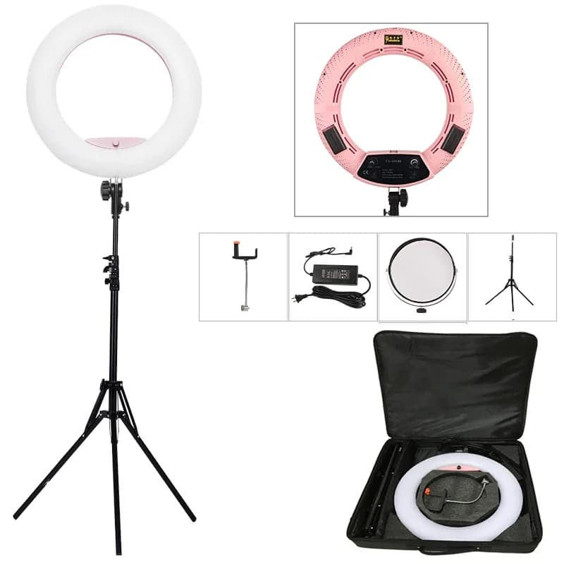 Yidoblo Rosa FS-480II 5500K Luce ad Anello LED Dimmerabile 18" 48W 480 LED per Fotografia/Studio/Telefono/Video + Treppiede 200cm + Kit Borsa