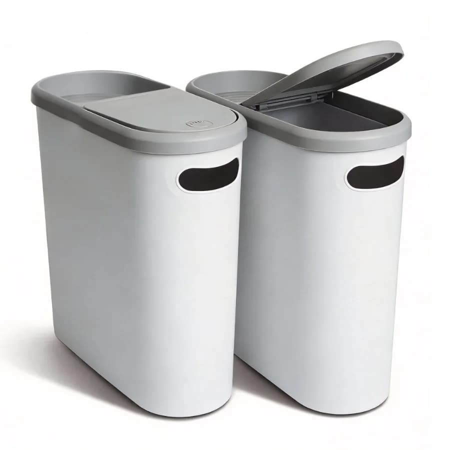 Set di 2 Pattumiere da Bagno da 10 Litri (2,6 Galloni), Contenitori in Plastica con Coperchio, Soluzione Compatta e Pratica per Rifiuti