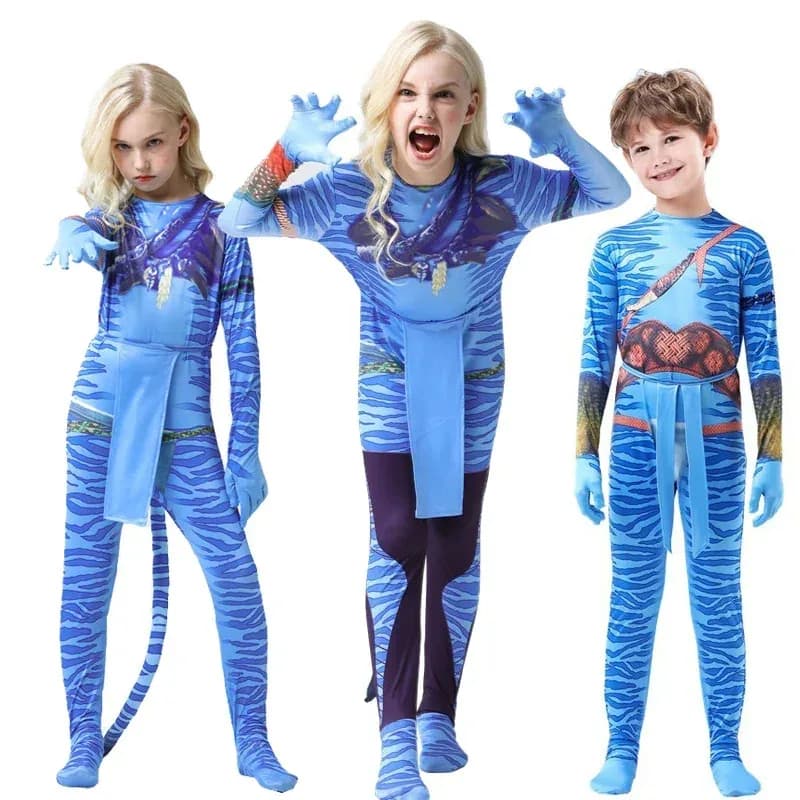 2025 Halloween Cosplay Avatar Costume for Kids Cosplay Jumpsuit Movie Avatar The Way of Water Cosplay Bodysuit Christmas Hallowe