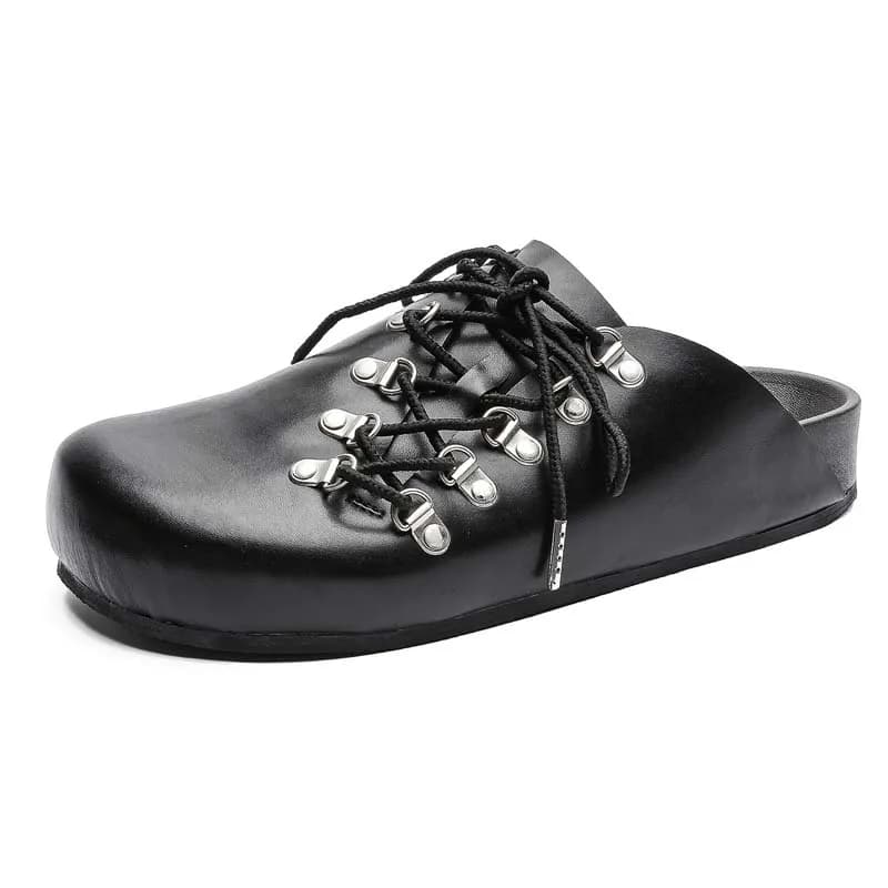 Scarpe da uomo taglie forti 45 46, mules, mocassini in pelle, ciabatte, scarpe casual aperte dietro, sandali slip-on senza tacco, scarpe basse.