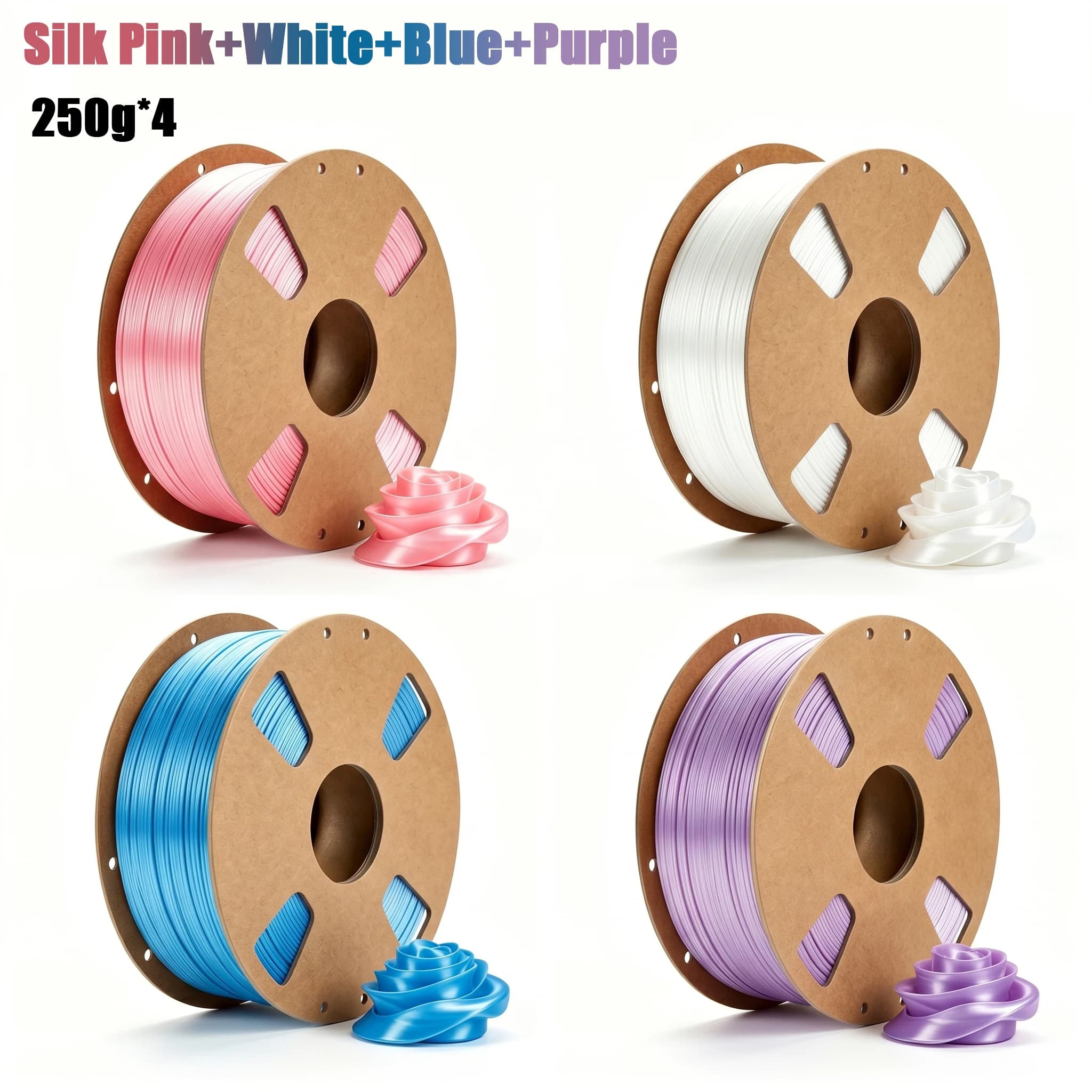 1.75mm Silk PLA, pink/white/blue/purple, 200g/250g/500g/1kg, for most FDM 3D printers