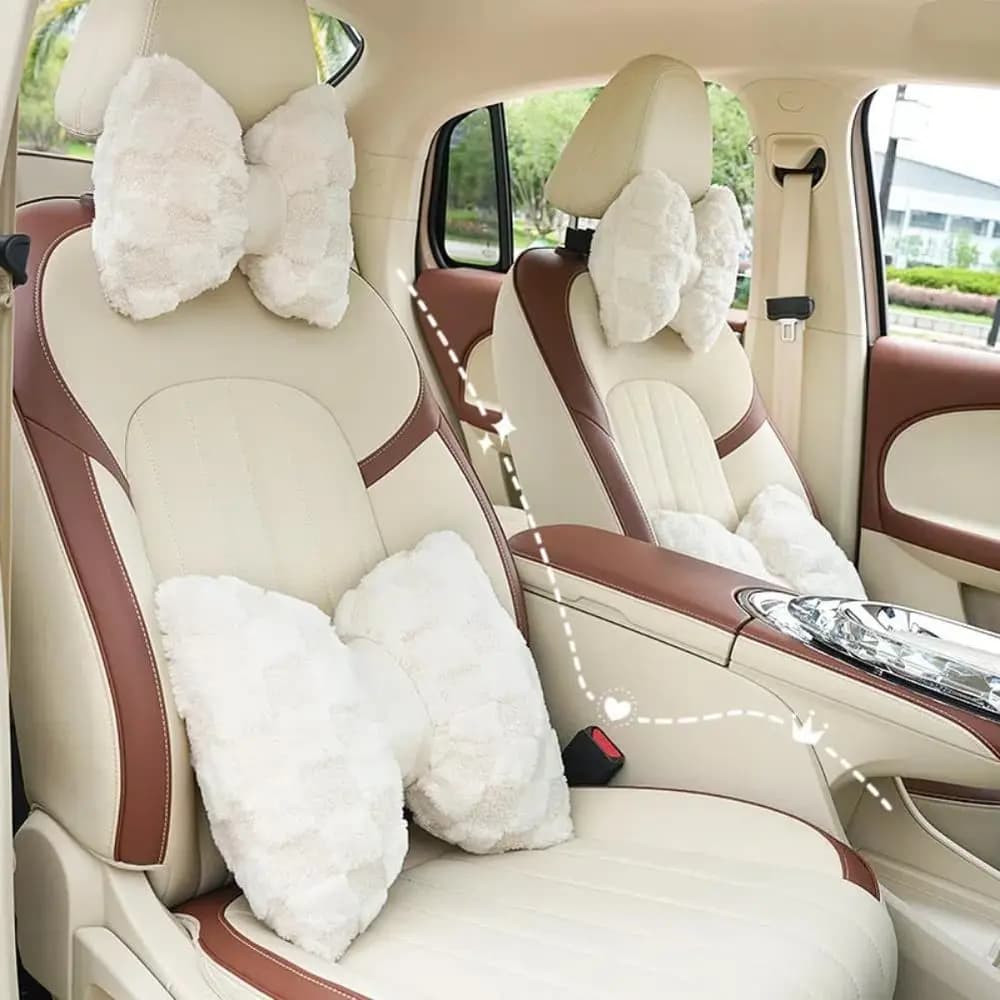 Set di 4 Cuscini per Sedile Auto e Supporto Lombare - Cuscini Morbidi a Nodo per un Comodo Arredamento Interno dell'Auto