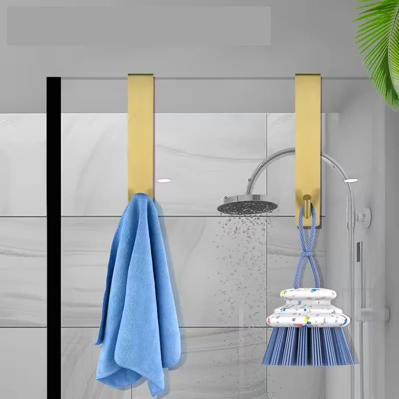 Ganci per porte in vetro resistenti in acciaio inossidabile da 2 pezzi con cuscinetti silenziosi - Portasciugamani a parete per porte doccia senza telaio