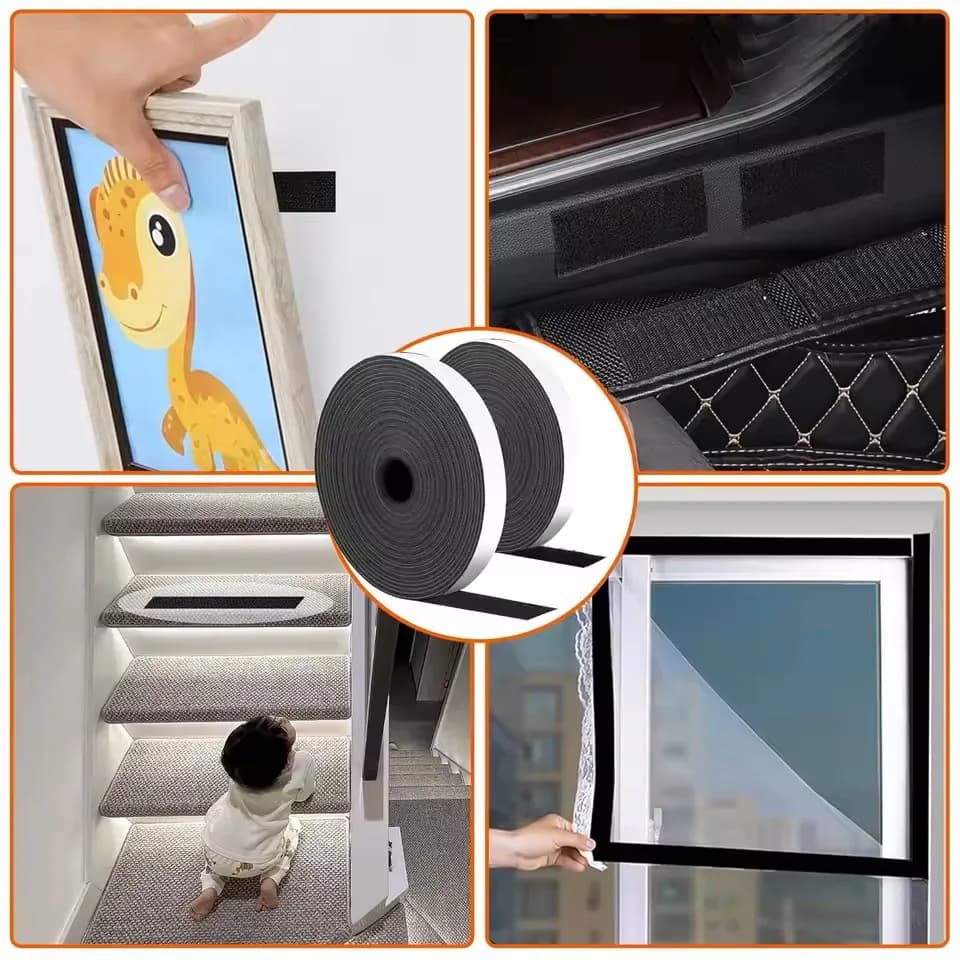 Nastro Velcro Autoadesivo da 3 Metri per Tappetini Auto, Fissaggio Forte, Resistente alle Alte e Basse Temperature