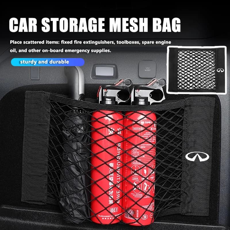 Car Trunk Storage Bag Elastic Mesh Organizer Pocket Protector Cover For Infiniti QX50 QX30 QX60 G25 JX35 FX35 FX37 FX50 EX35