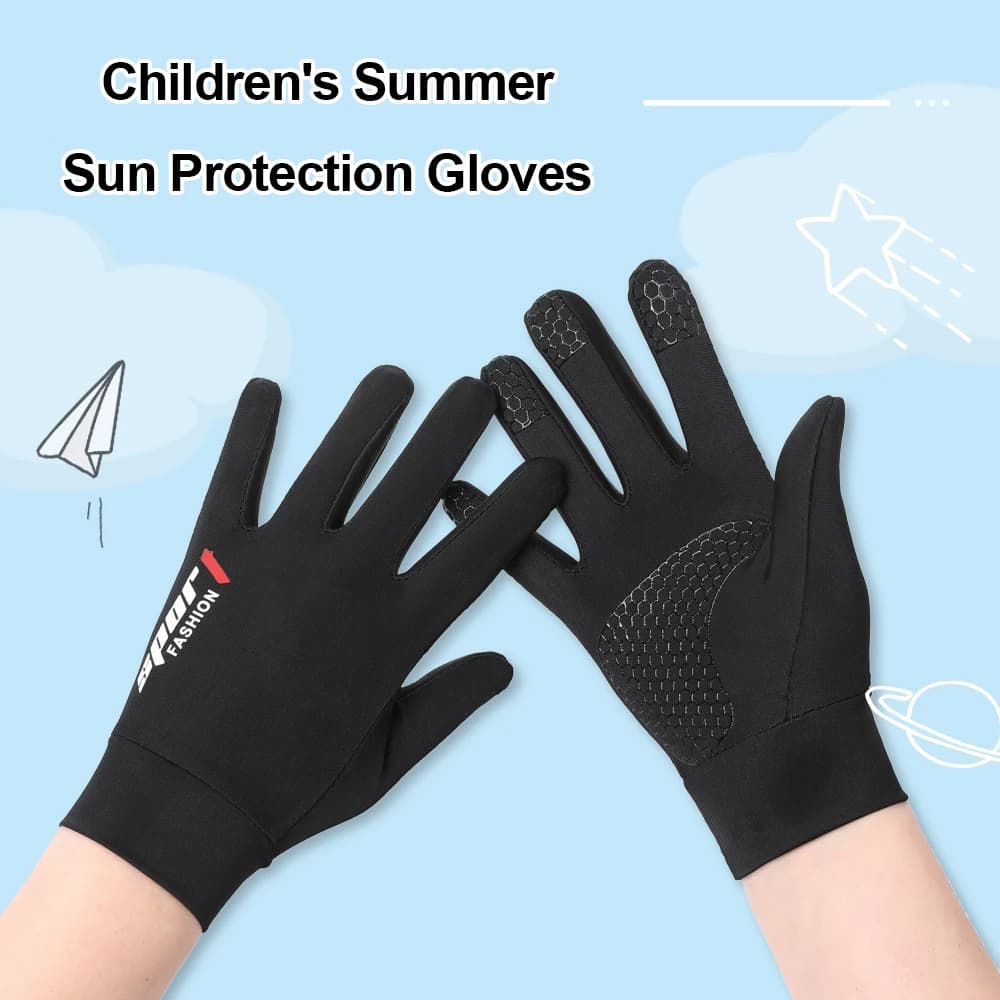 Guanti Estivi per Bambini con Protezione Solare, in Seta Ghiacciata Rinfrescante, Antiscivolo e Traspiranti per Ciclismo, Scooter, Bici Senza Pedali e Scuola