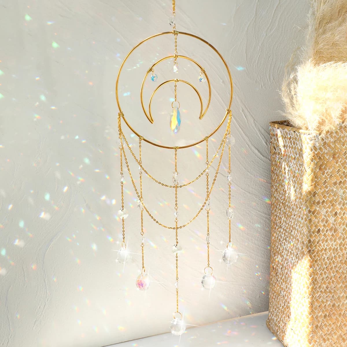 Crystal Dream Catcher Glass Chandelier Suncatcher Wind Chimes Sun Ball Wall Hanging Suncatcher for Window Garden Room Decor Gift