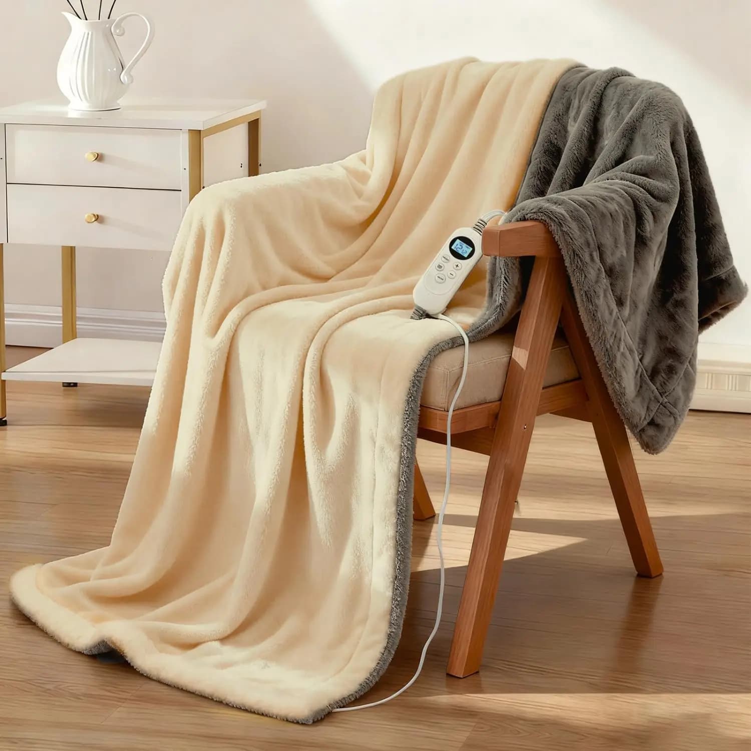 Coperta Elettrica Riscaldata 50x60" con Riscaldamento Rapido, 12 Livelli, Timer, Spegnimento Automatico, Lavabile in Lavatrice, Morbida in Flanella