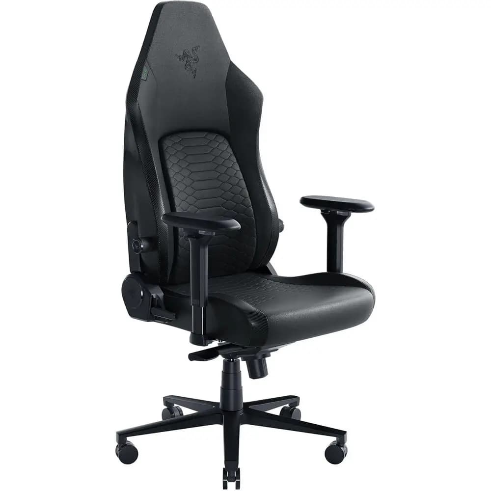Sedia da Gaming: Supporto Lombare Ergonomico - Cuscino Curvo - Seduta Reclinabile - Braccioli 4D - Pelle Sintetica, Nera