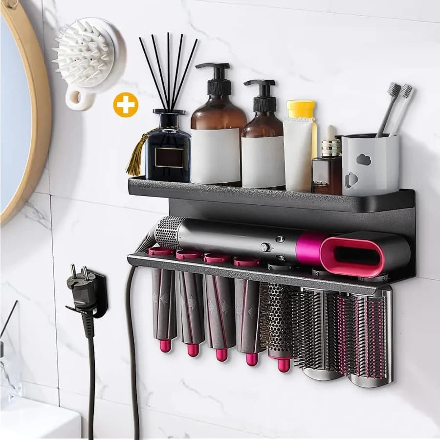 Dyson Airwrap compatible Airwrap Curling Iron Wall Mounted Storage Rack Support for Home Organizer with comb