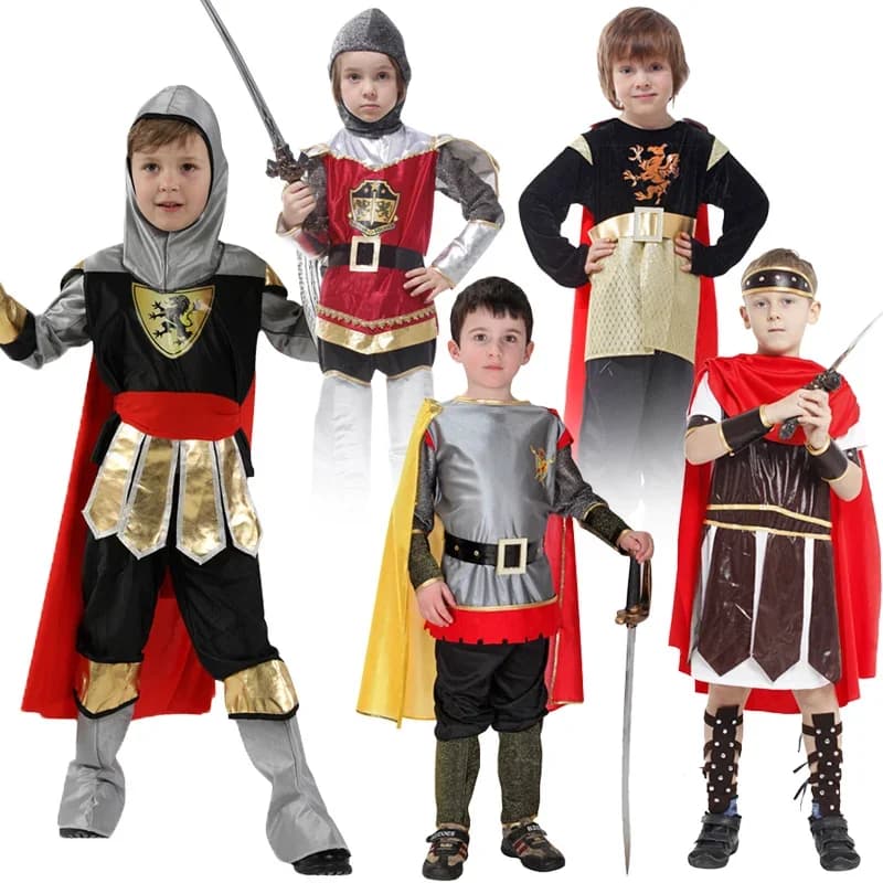 Costume da gladiatore guerriero greco romano per bambini, costume da cavaliere per ragazzi, cosplay, festa di carnevale, senza arma