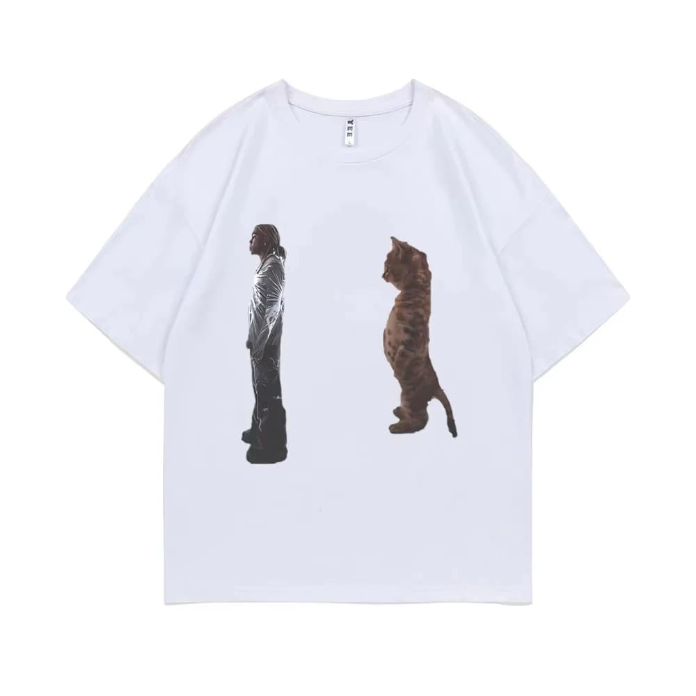 Funny Destroy Lonely Standing Cat Graphic T Shirt Men Women Pure T-shirts Opium Playboi Carti Ken Carson Tshirt