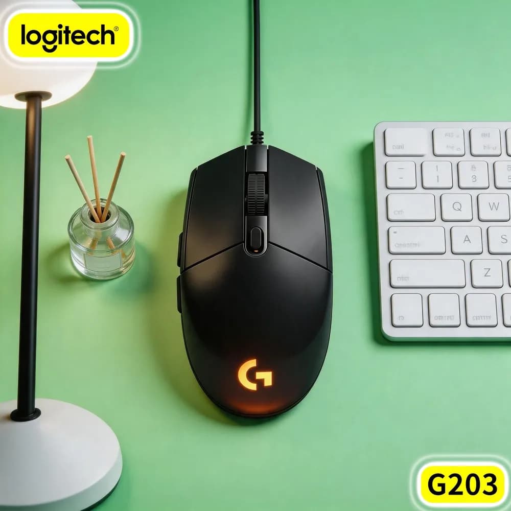 Logitech G203 Wired Gaming Mouse Practical Peripheral Soft RGB Variable Sensitivity USB Plug‑And‑Play Pc