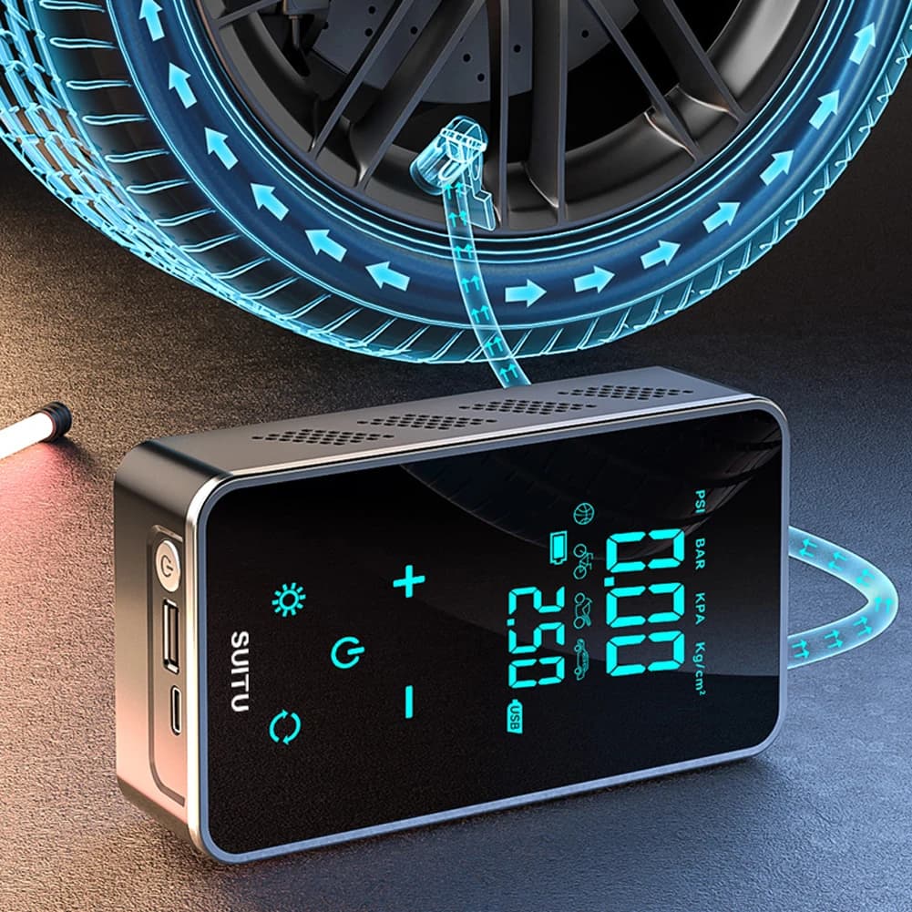 Compressore d'aria digitale 150PSI Mini gonfiatore per pneumatici USB ricaricabile per auto pompa ad aria elettrica Display LCD per gonfiaggio moto auto