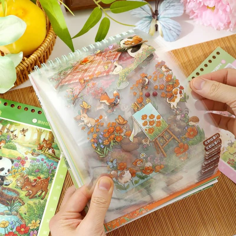 37 Sheets Cute Cartoon 3D Scene Sticker Book DIY Journal Scrapbooking Decorative Craft Stickers
