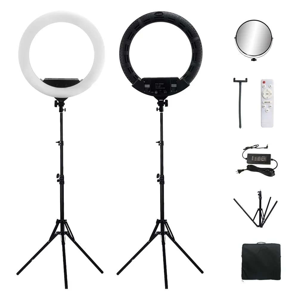 Anello luminoso da 100W per trucco, luce di riempimento per live streaming, anello luminoso a LED da 22 pollici, lampada super luminosa per selfie, kit lampada per YouTube, fotocamera per foto e video FS640