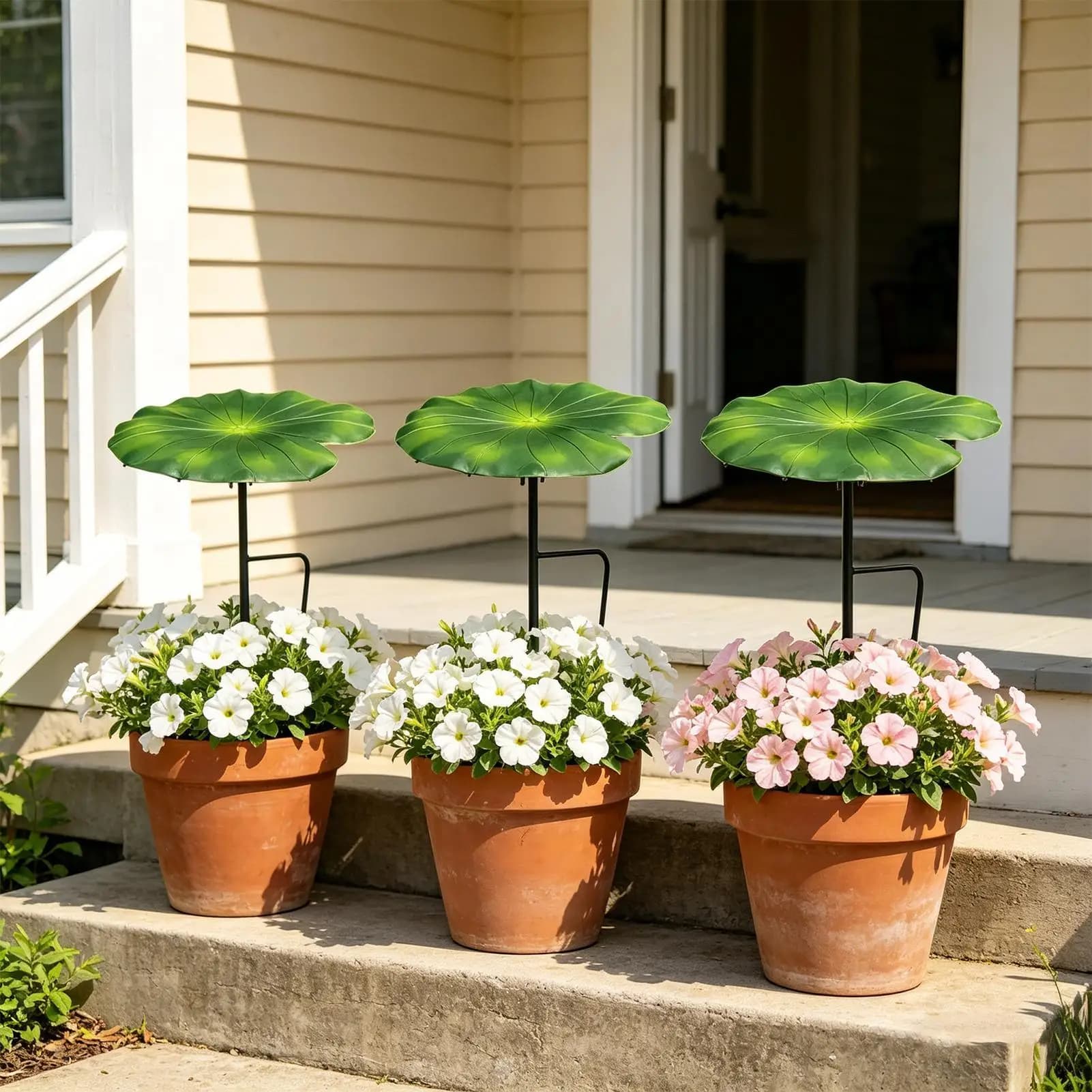 21cm Leaf Shape Plant Umbrellas for Outdoor Plants Metal Sun Shade Garden Umbrella for Flowers with Stake for Potted plants